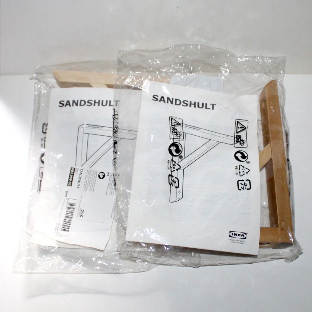 Set of 2 Ikea Sandshult Wall Shelf Bracket Aspen Wood natural NEW